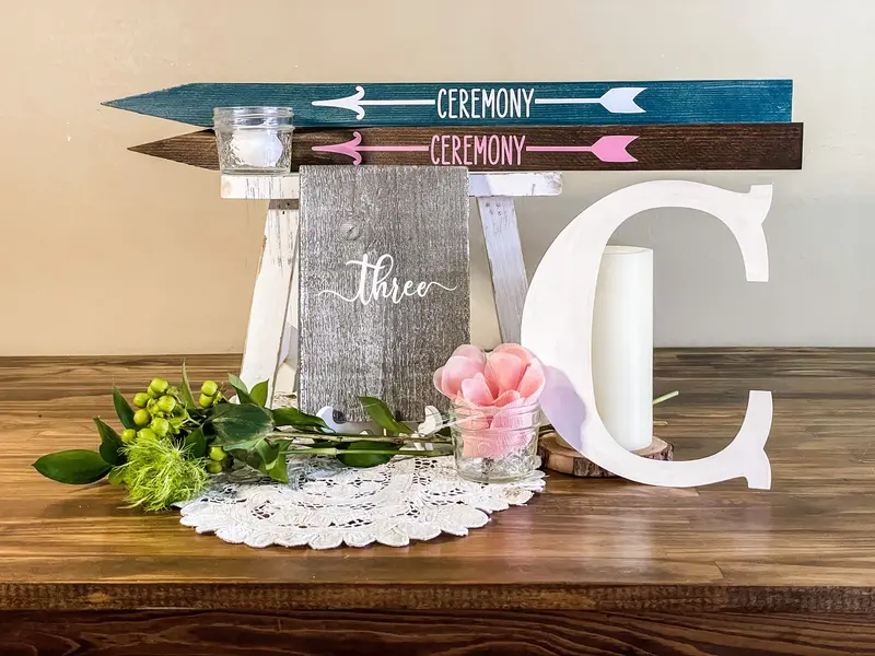 Gray Wood Plank Table Number Signs with Natural Texture