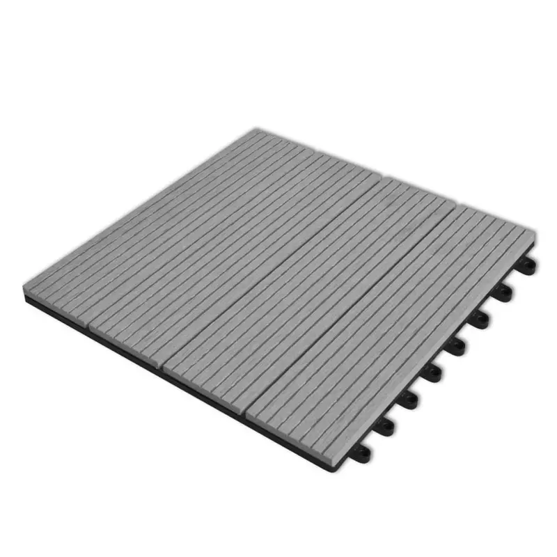 Gray WPC Decking Tiles – 30x30 cm Interlocking Planks (11 pcs per sqm)