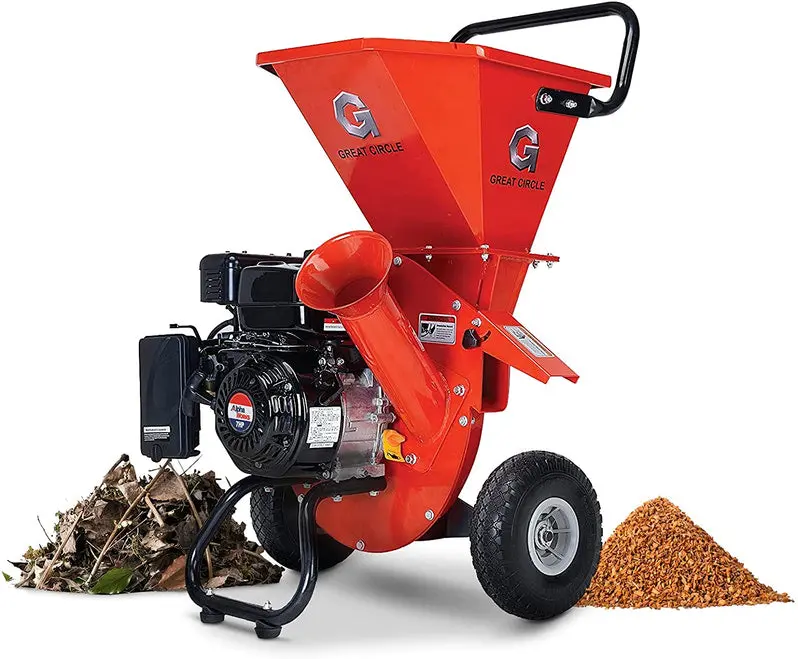 GreatCircleUSA Heavy-Duty Gas Wood Chipper Shredder – Mulcher for Branches, Leaves & Yard Waste