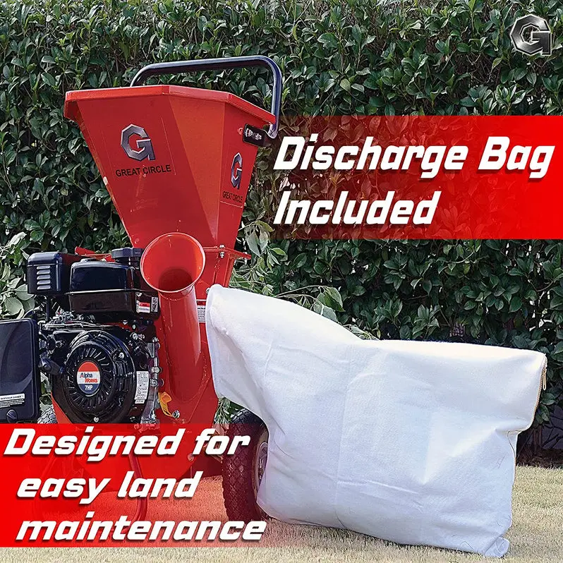 GreatCircleUSA Heavy-Duty Gas Wood Chipper Shredder – Mulcher for Branches, Leaves & Yard Waste