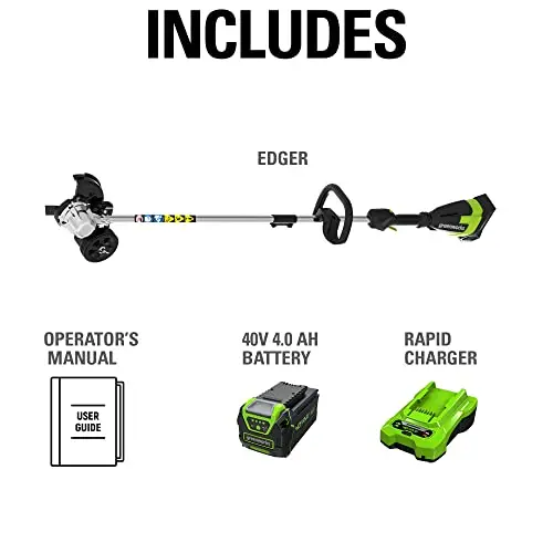 Greenworks 40V Brushless 8" Edger — Includes 4.0Ah Battery & Charger, Lightweight, Low-Noise Design