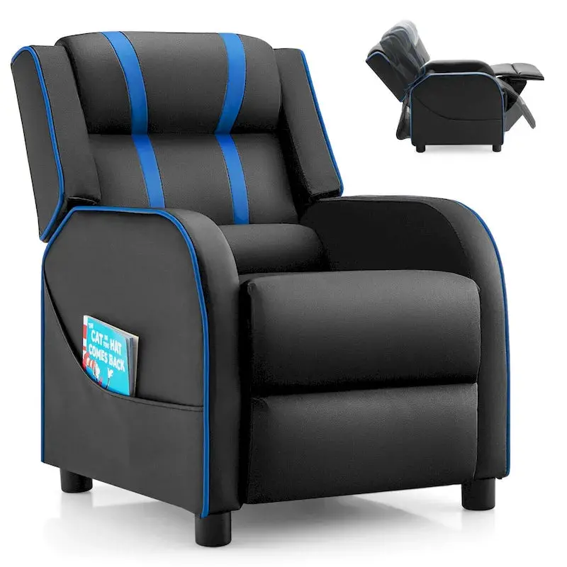 Gymax Kids’ Ergonomic Recliner – Leatherette Armchair with Adjustable Footrest and Supportive Backrest