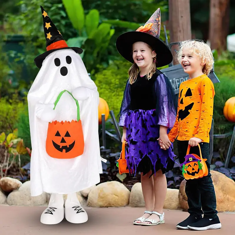Halloween Porch Decor Set – 4-Pack Glow-in-the-Dark Jack-O-Lanterns