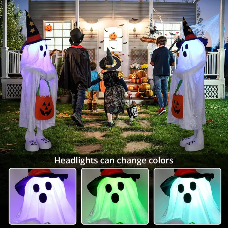 Halloween Porch Decor Set – 4-Pack Glow-in-the-Dark Jack-O-Lanterns
