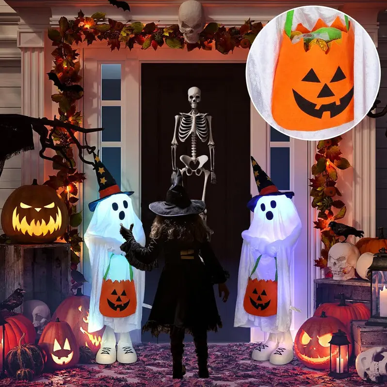 Halloween Porch Decor Set – 4-Pack Glow-in-the-Dark Jack-O-Lanterns