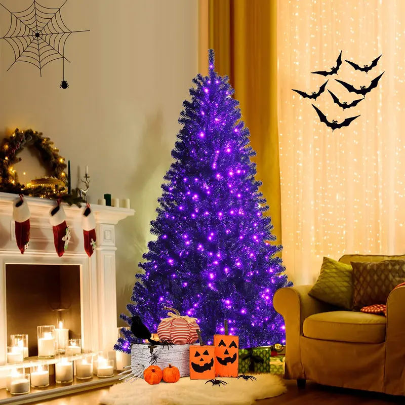 Halloween-Themed Hinged Artificial Tree with Sturdy Metal Stand 2