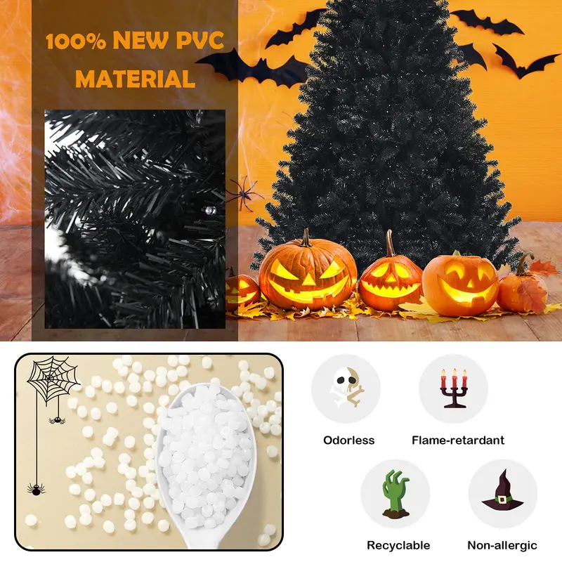 Halloween-Themed Hinged Artificial Tree with Sturdy Metal Stand