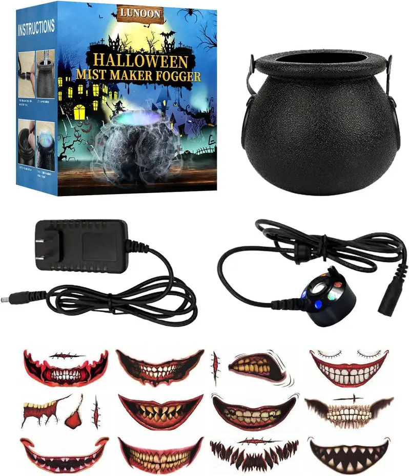 Halloween-Themed LED Fog Machine – Mist Generator with Decorative Lighting