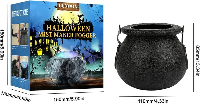 Halloween-Themed LED Fog Machine – Mist Generator with Decorative Lighting
