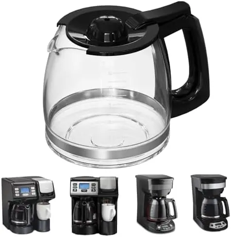Hamilton Beach 12-Cup Replacement Glass Carafe – Compatible with Models 49902, 49915, 49905C, CM4309, and More