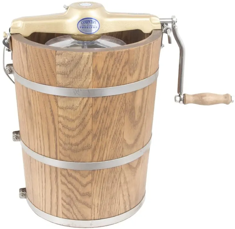 Hand-Cranked Wooden Ice Cream Maker – 6-Quart Traditional Tub for Homemade Frozen Treats