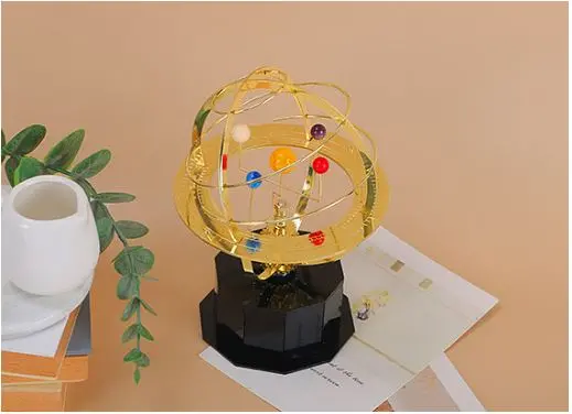 Handcrafted Brass Orrery Model – Mechanical Solar System Replica Featuring Five Planets 2