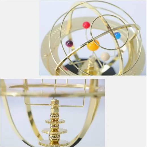 Handcrafted Brass Orrery Model – Mechanical Solar System Replica Featuring Five Planets