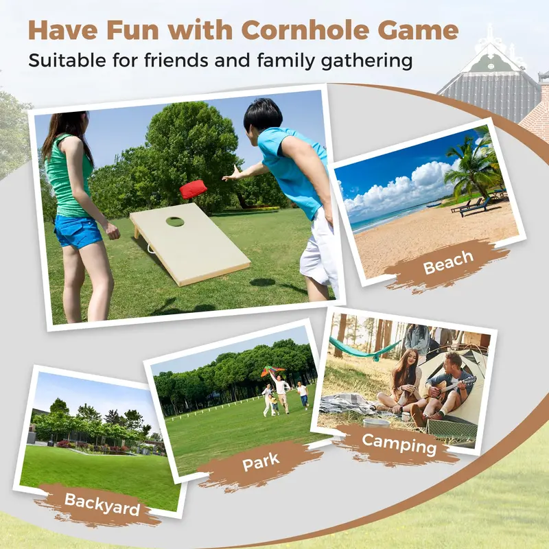 Handcrafted Solid Wood Cornhole Set – Includes Two Boards and Eight Premium Bean Bags