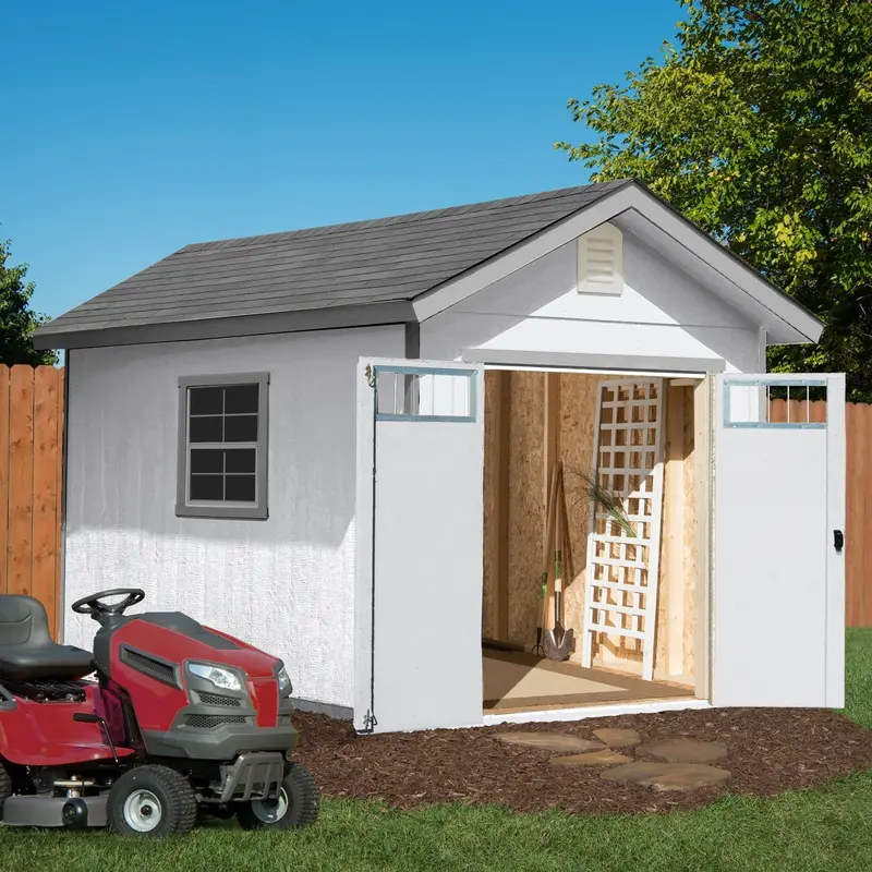 Handy Home Products Beachwood Wood Storage Shed – 10 ft. x 12 ft. with Included Floor
