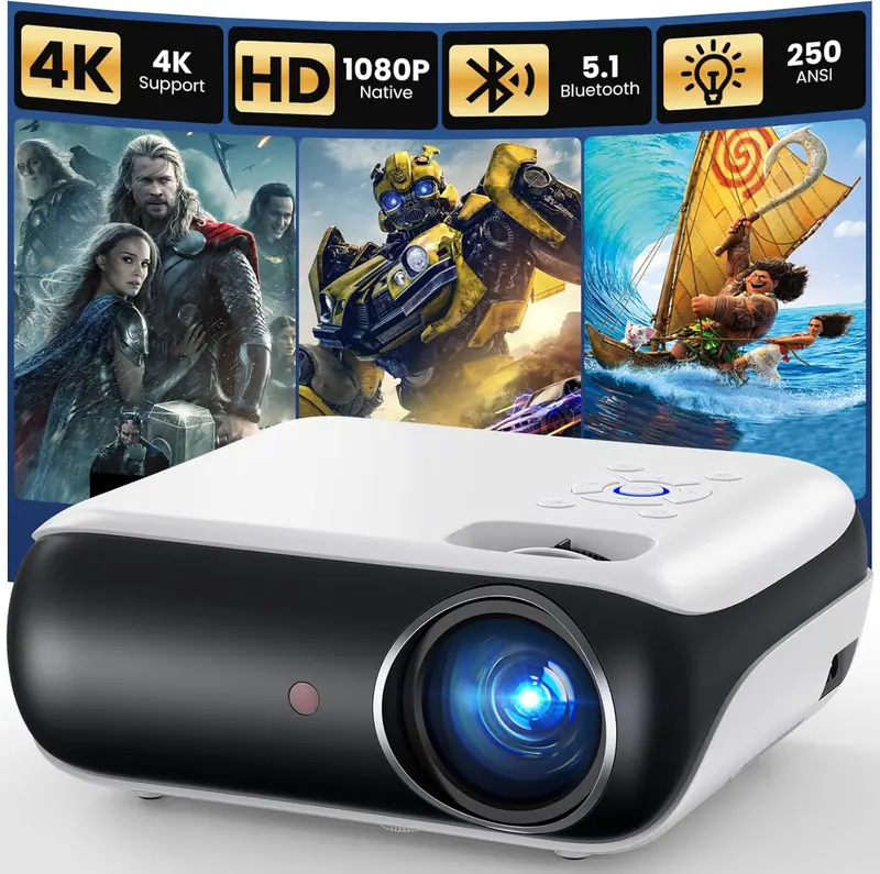 HAPPRUN Portable 1080P Mini Projector — Bluetooth Audio, Full HD, Lightweight Design for On-the-Go Viewing 2