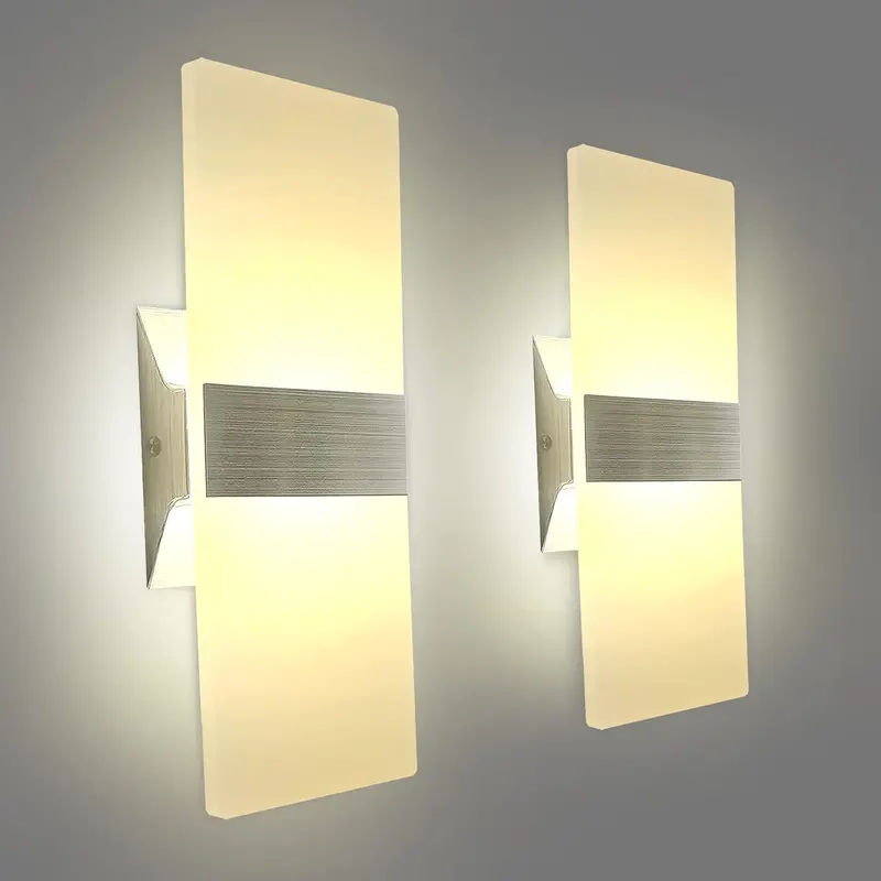 Hardwired Modern Wall Sconce Set – 2-Pack Up/Down 10W Cool White Indoor Lighting