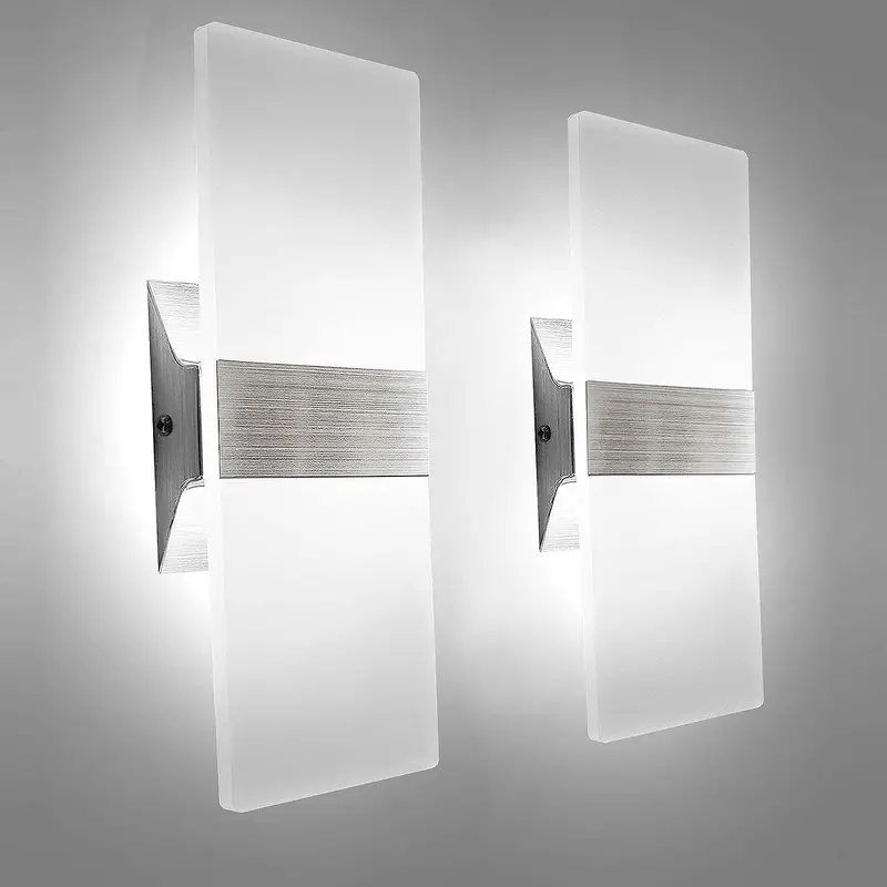 Hardwired Modern Wall Sconce Set – 2-Pack Up/Down 10W Cool White Indoor Lighting 4