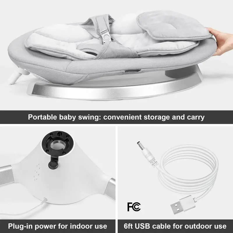 HARPPA Electric Baby Swing – 5-Speed Rocking Motion, Soothing Features for Infants & Toddlers
