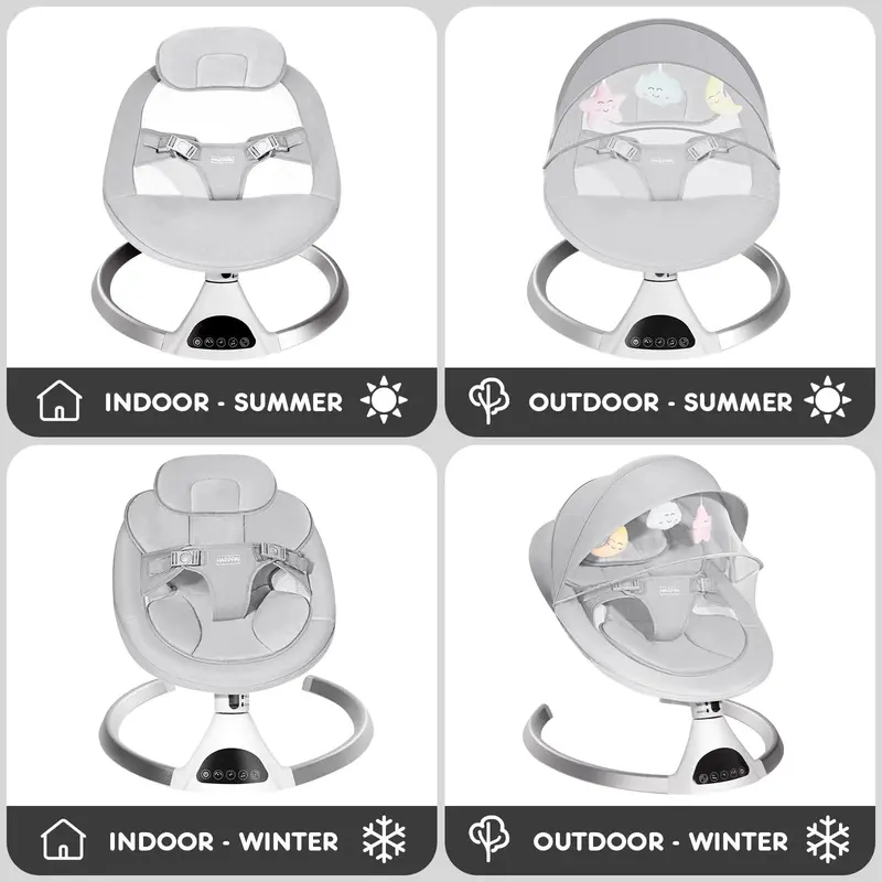 HARPPA Electric Baby Swing – 5-Speed Rocking Motion, Soothing Features for Infants & Toddlers