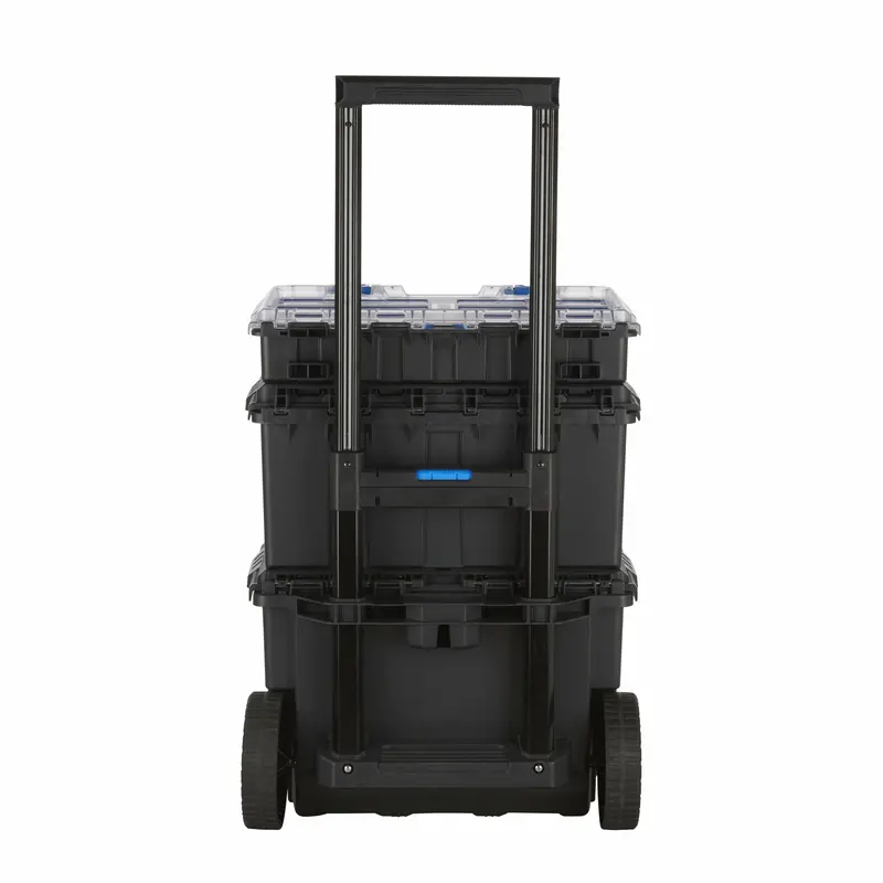 HART Stack System Mobile Tool Box – Modular Rolling Storage, Telescopic Handle, Black & Blue