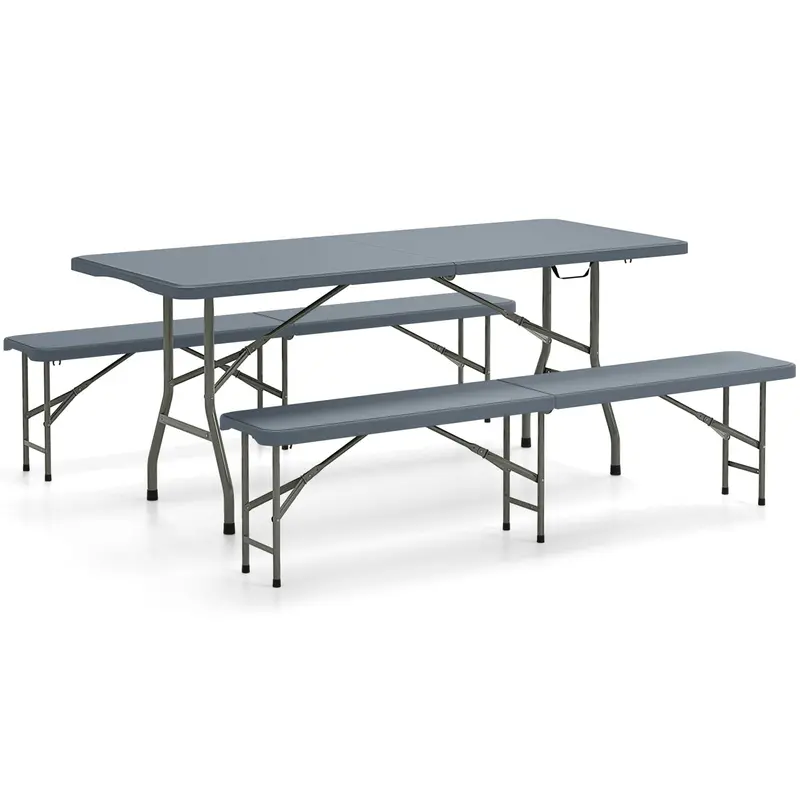 HDPE Folding Picnic Set — 6-Foot Table and Bench Combo with Durable Plastic Construction