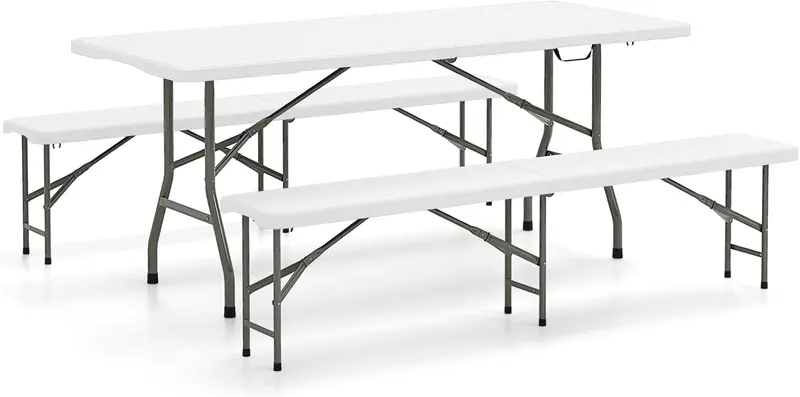 HDPE Folding Picnic Set — 6-Foot Table and Bench Combo with Durable Plastic Construction
