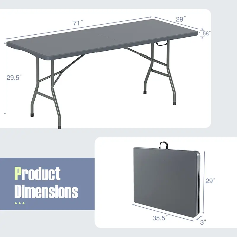 HDPE Folding Picnic Set — 6-Foot Table and Bench Combo with Durable Plastic Construction