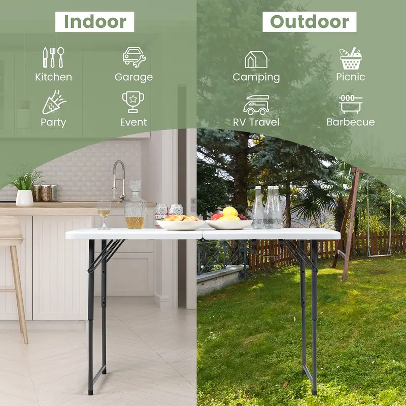 HDPE Folding Picnic Table – Lightweight Portable Dining or Camp Table for Indoor and Outdoor Use 2