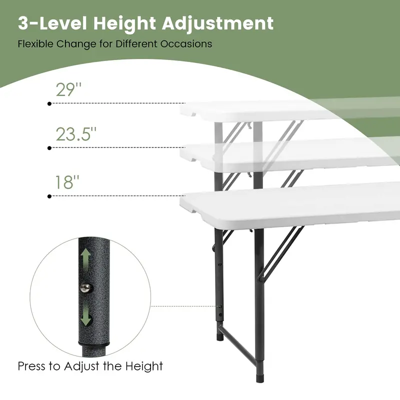 HDPE Folding Picnic Table – Lightweight Portable Dining or Camp Table for Indoor and Outdoor Use