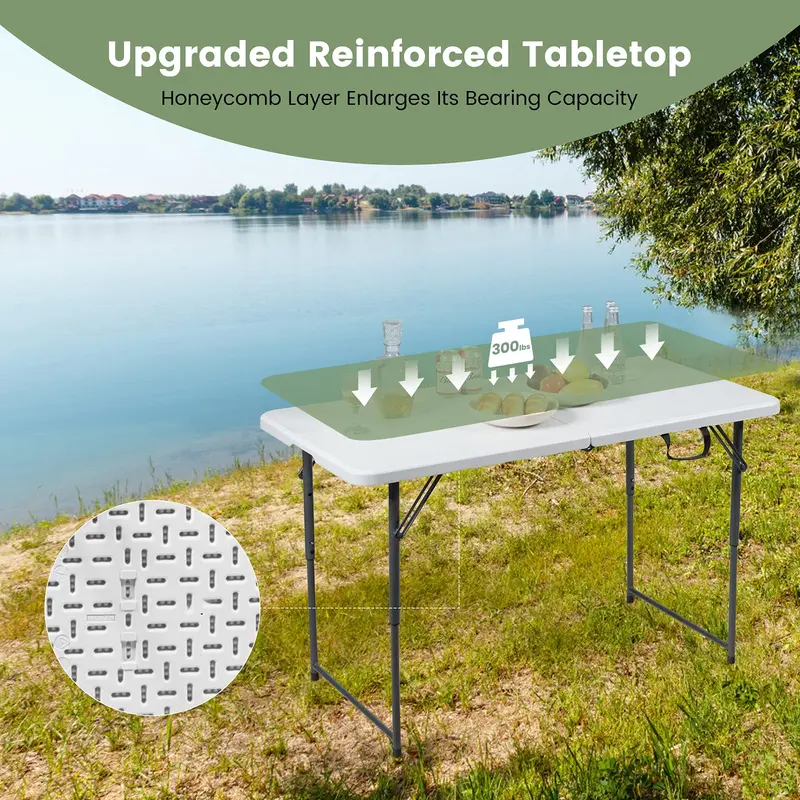 HDPE Folding Picnic Table – Lightweight Portable Dining or Camp Table for Indoor and Outdoor Use