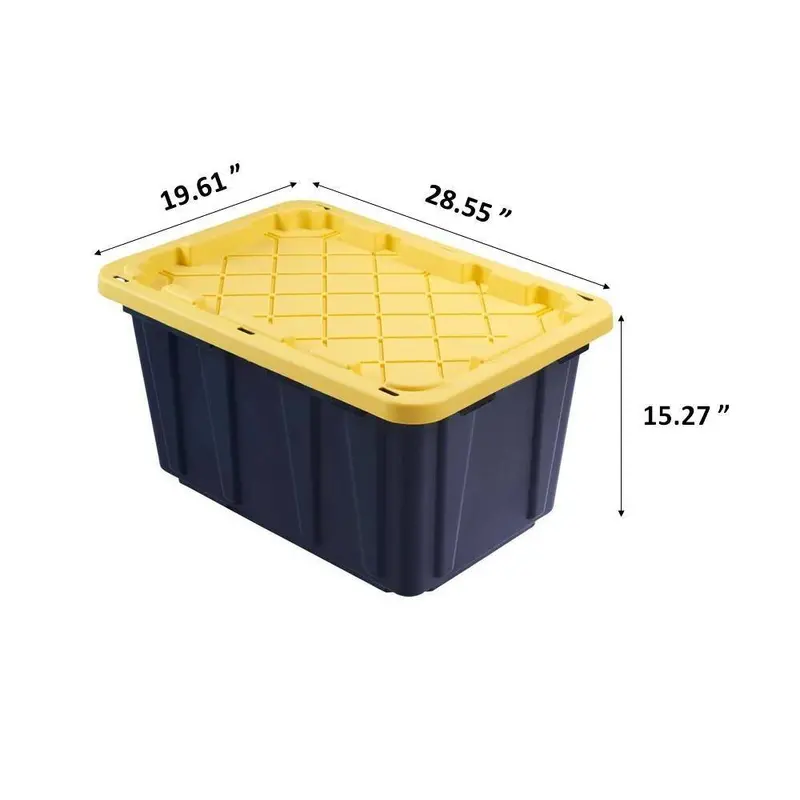 HDX 27-Gallon Waterproof Stackable Storage Tote – Black Body with Yellow Lid, 5-Pack Set
