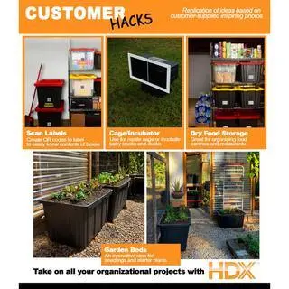 HDX 27-Gallon Waterproof Stackable Storage Tote – Black Body with Yellow Lid, 5-Pack Set