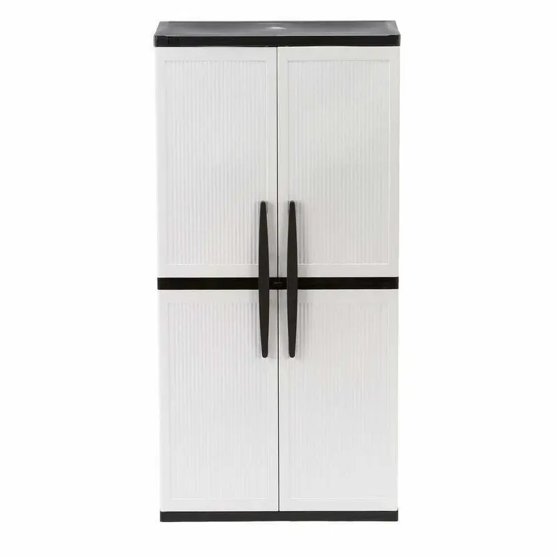 HDX Freestanding Gray Garage Cabinet – 35"W × 71"H × 18"D, Lockable Doors & Adjustable Shelves