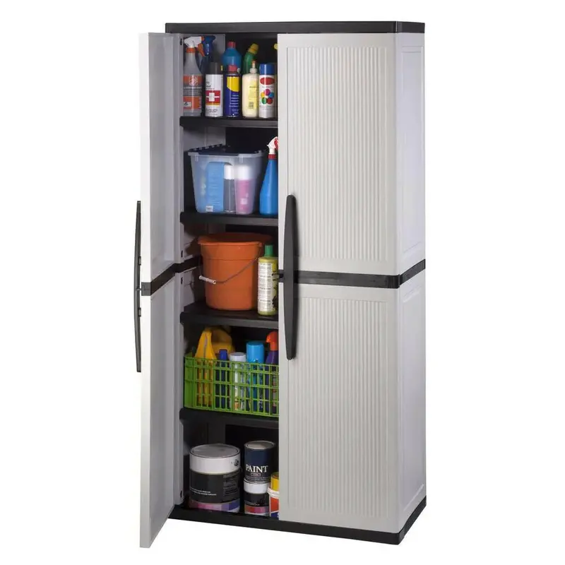 HDX Freestanding Gray Garage Cabinet – 35"W × 71"H × 18"D, Lockable Doors & Adjustable Shelves