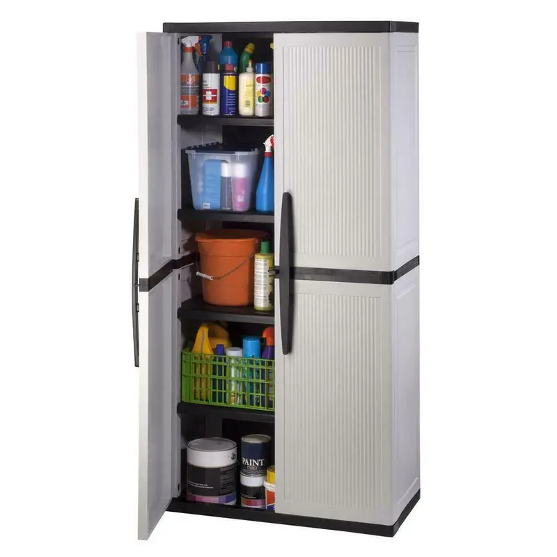 HDX Freestanding Gray Garage Cabinet – 35"W × 71"H × 18"D, Lockable Doors & Adjustable Shelves