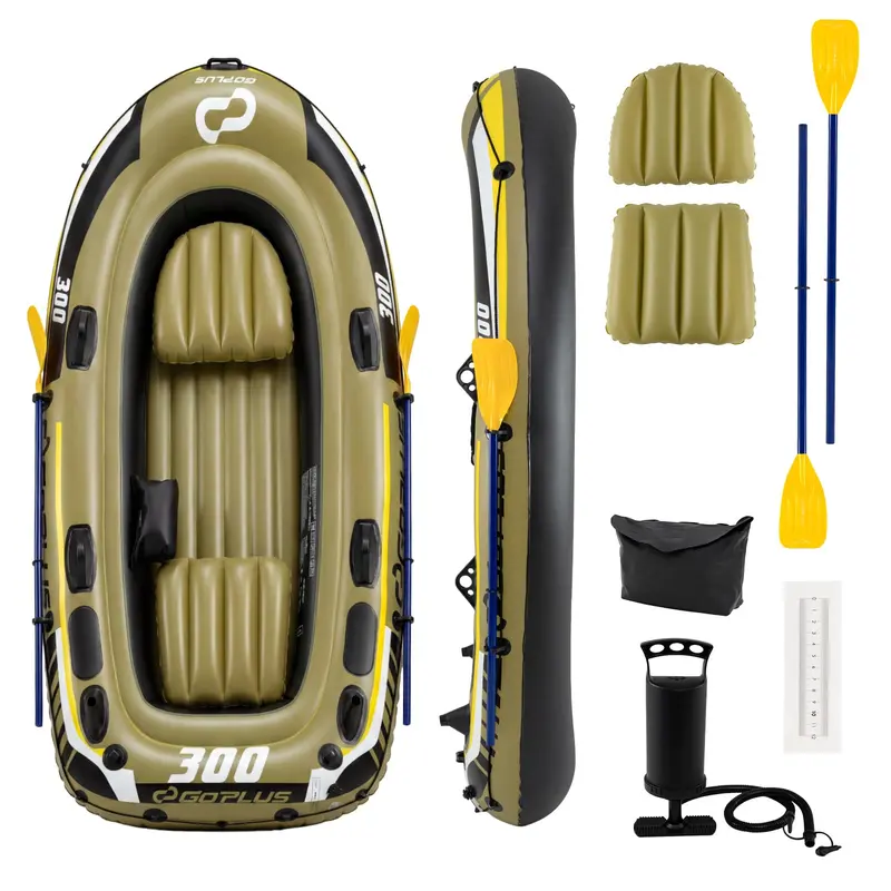Heavy-Duty 3/4-Person Fishing Raft Kit – Includes Oars, Bolster Seats, Gear Pouch & Rod Holders