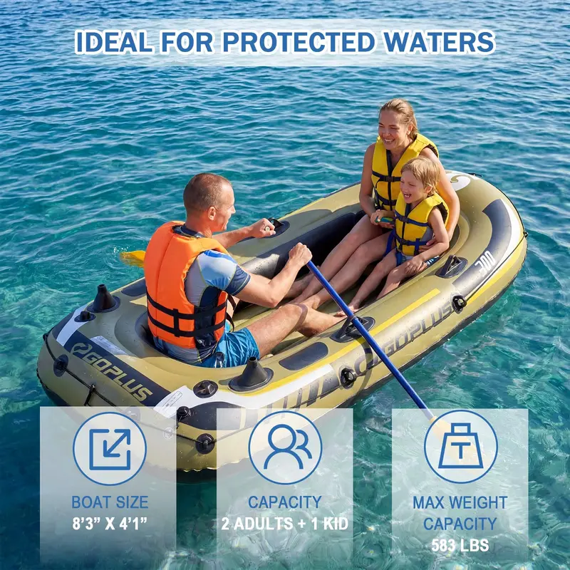 Heavy-Duty 3/4-Person Fishing Raft Kit – Includes Oars, Bolster Seats, Gear Pouch & Rod Holders 2