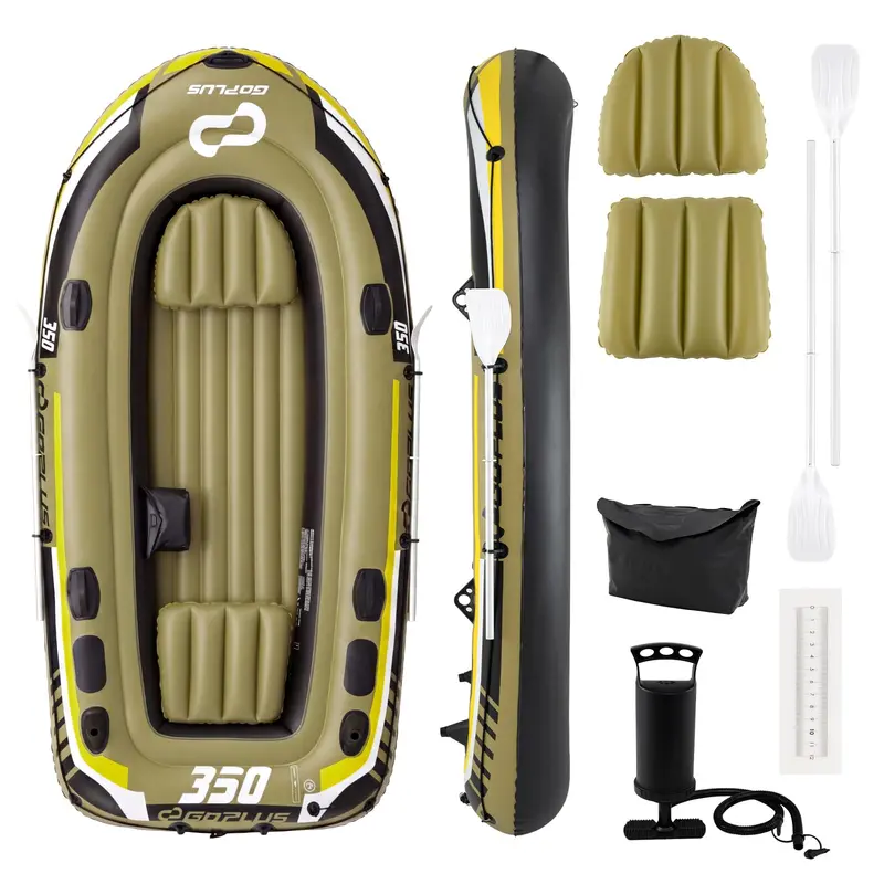 Heavy-Duty 3/4-Person Fishing Raft Kit – Includes Oars, Bolster Seats, Gear Pouch & Rod Holders