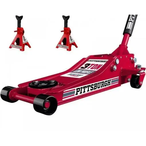 Heavy-Duty 3-Ton Low-Profile Hydraulic Floor Jack with Safety Stands