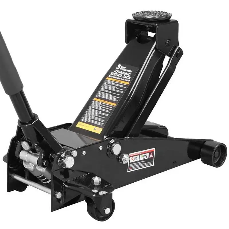 Heavy-Duty 3-Ton Steel Floor Jack – Black Quick-Lift Model with Dual Pump Mechanism