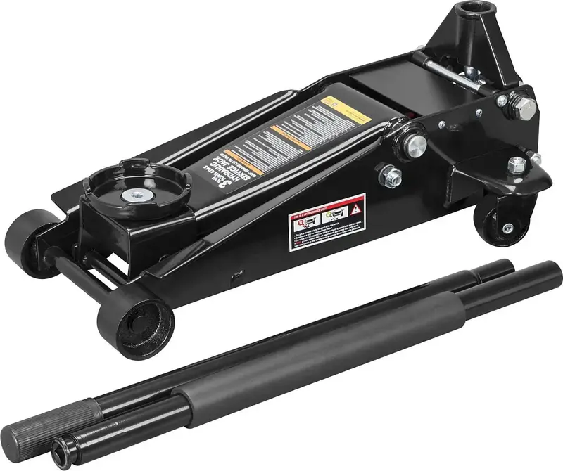 Heavy-Duty 3-Ton Steel Floor Jack – Black Quick-Lift Model with Dual Pump Mechanism