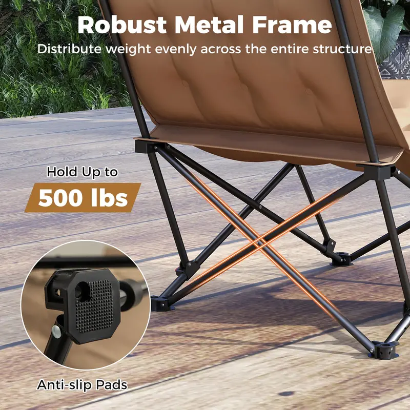 Heavy-Duty 4-Position Outdoor Folding Chair with 500-Pound Weight Capacity