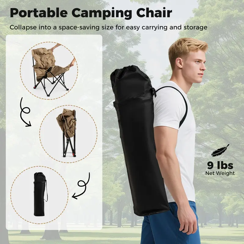 Heavy-Duty 4-Position Outdoor Folding Chair with 500-Pound Weight Capacity
