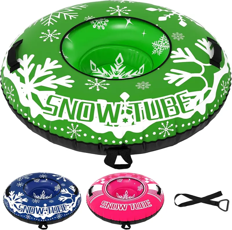 Heavy-Duty 42-Inch Snow Sled Tube – Reinforced Bottom, Detachable Tow Strap