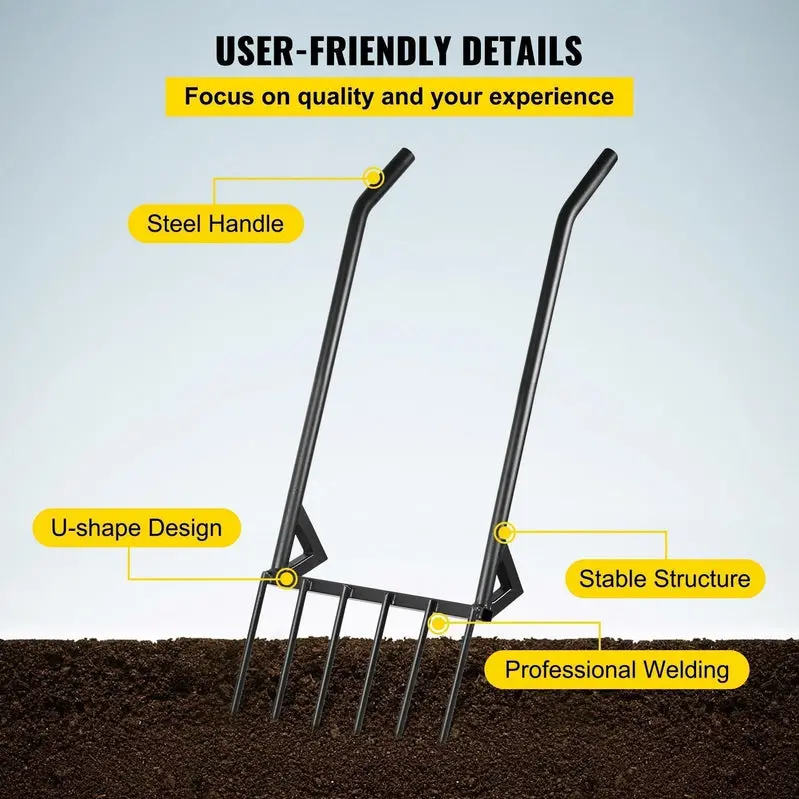 Heavy-Duty 46-Inch Broadfork Hand Tiller for Deep Soil Cultivation