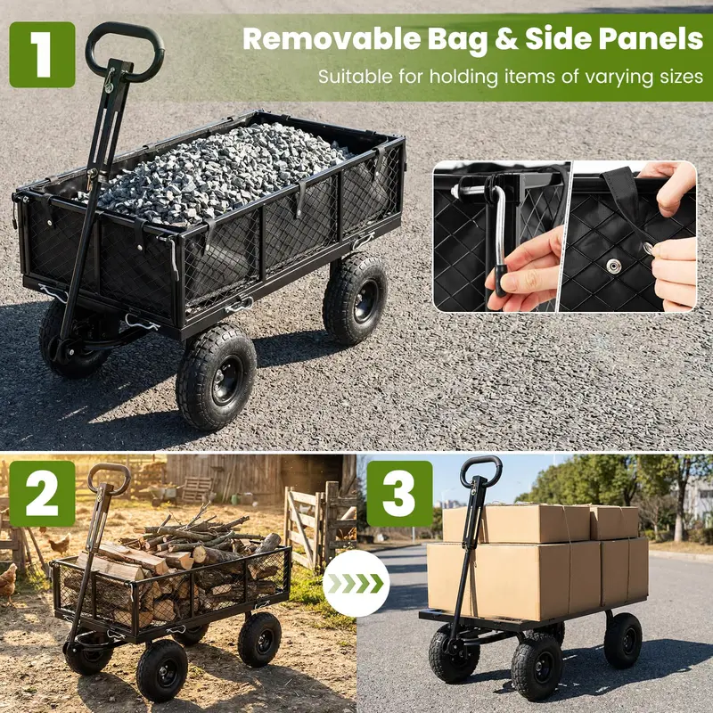Heavy-Duty 880-Pound Capacity Garden Utility Cart