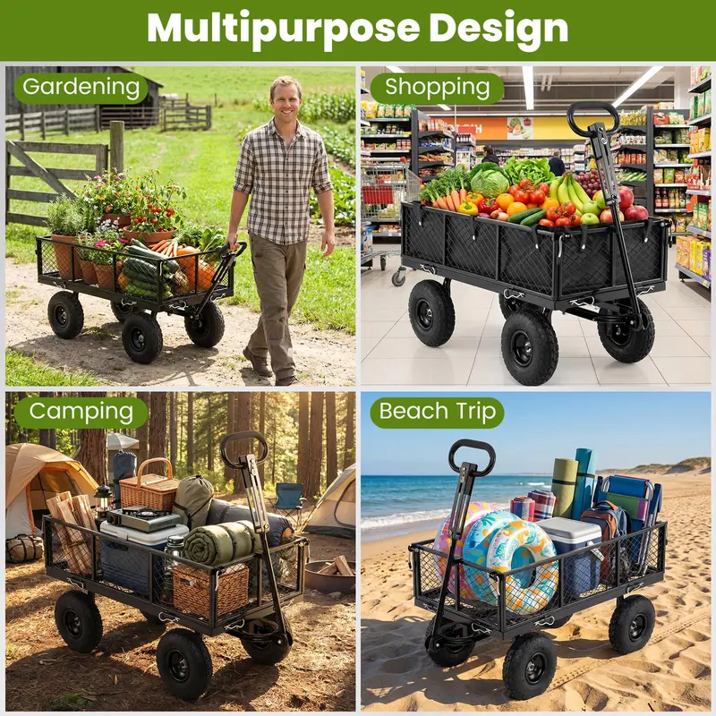 Heavy-Duty 880-Pound Capacity Garden Utility Cart