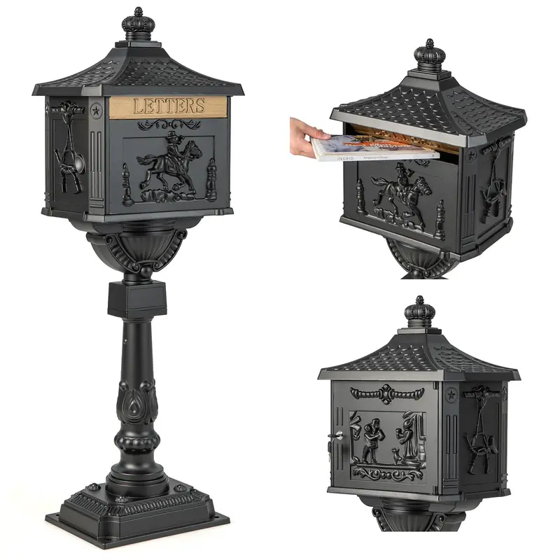 Heavy-Duty Cast Aluminum Mailbox with Mounting Post