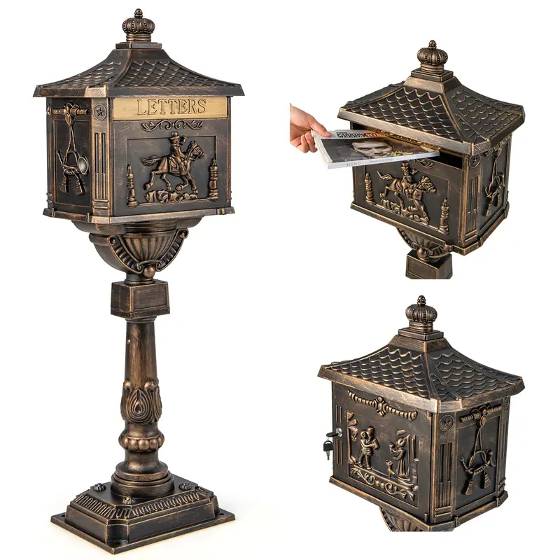 Heavy-Duty Cast Aluminum Mailbox with Mounting Post